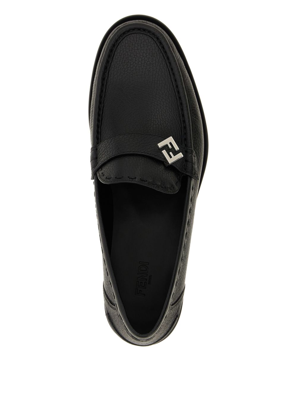 Fendi Leather Penny Loafers with FF Hardware – Black