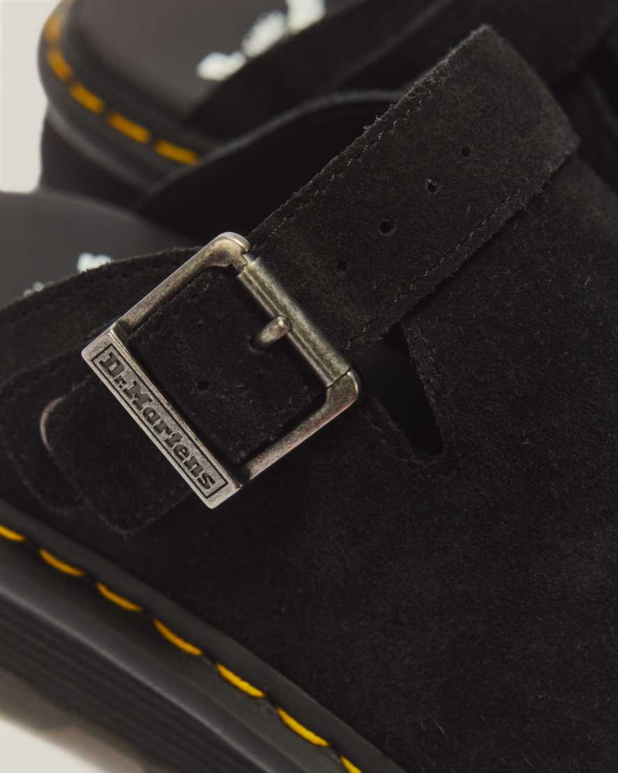 Zebzag Suede Casual Slingback Platform Mules — Black