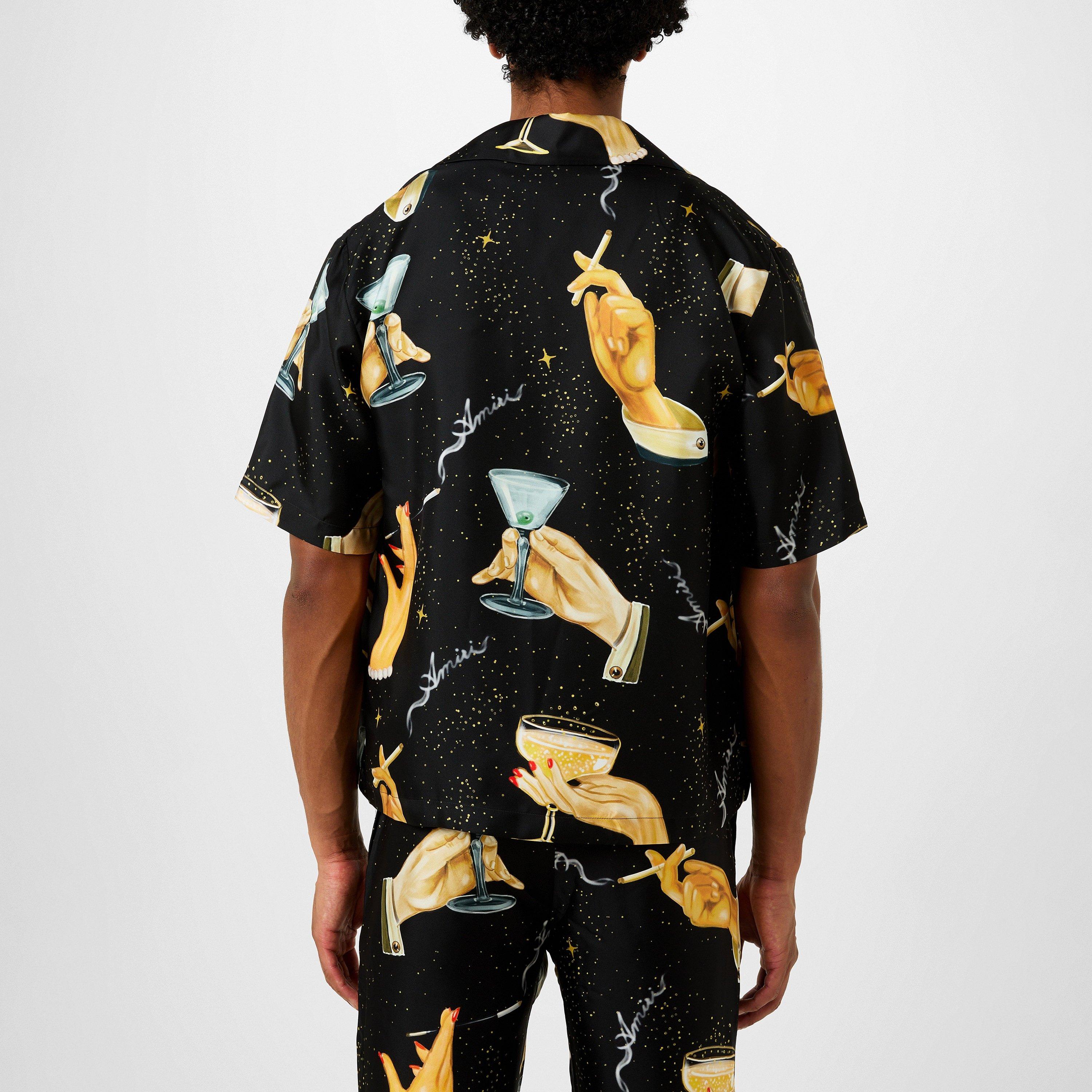 Champagne-Print Silk Shirt