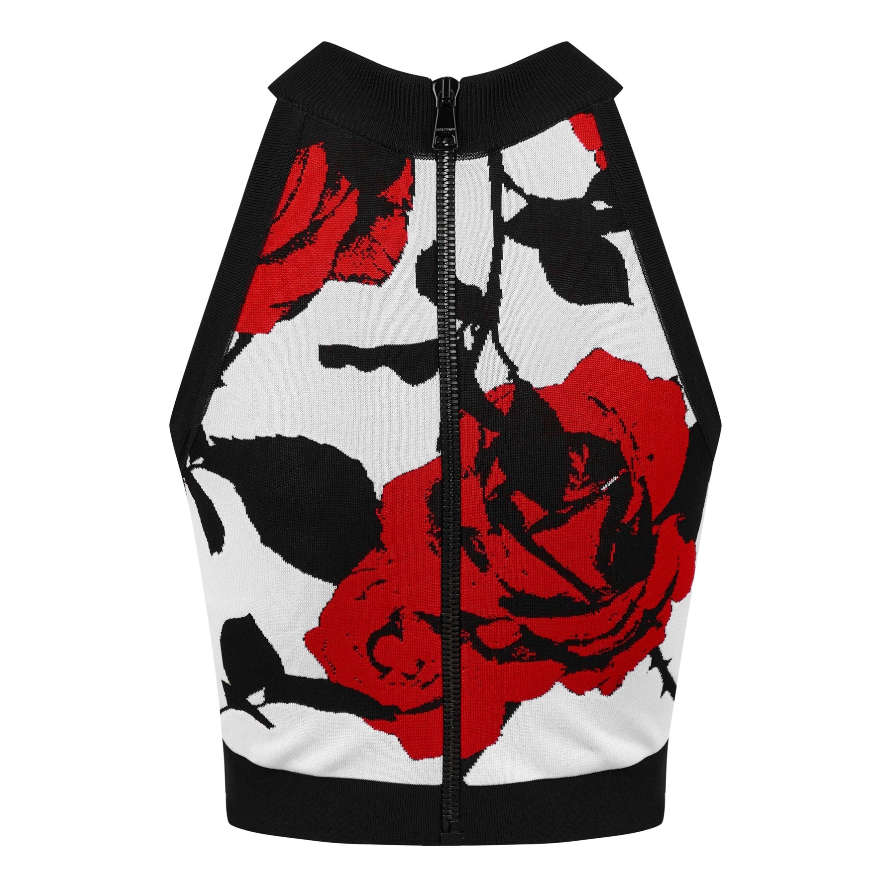 Rose-Jacquard Knitted Crop Top