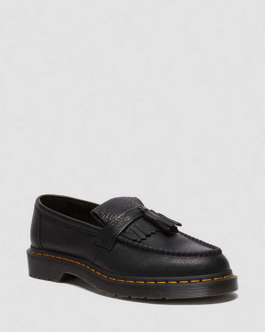 Adrian Yellow Stitch Ambassador Leather Loafers — Black