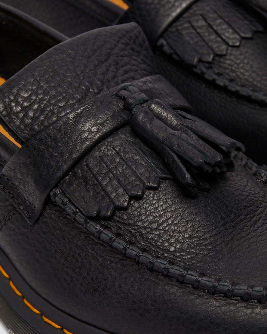 Adrian Yellow Stitch Ambassador Leather Loafers — Black
