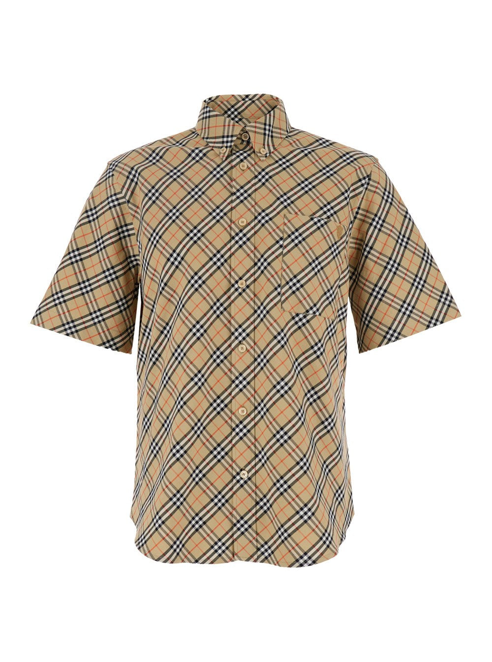 Burberry Beige Shirt with All-Over Vintage Check Motif in Cotton Man