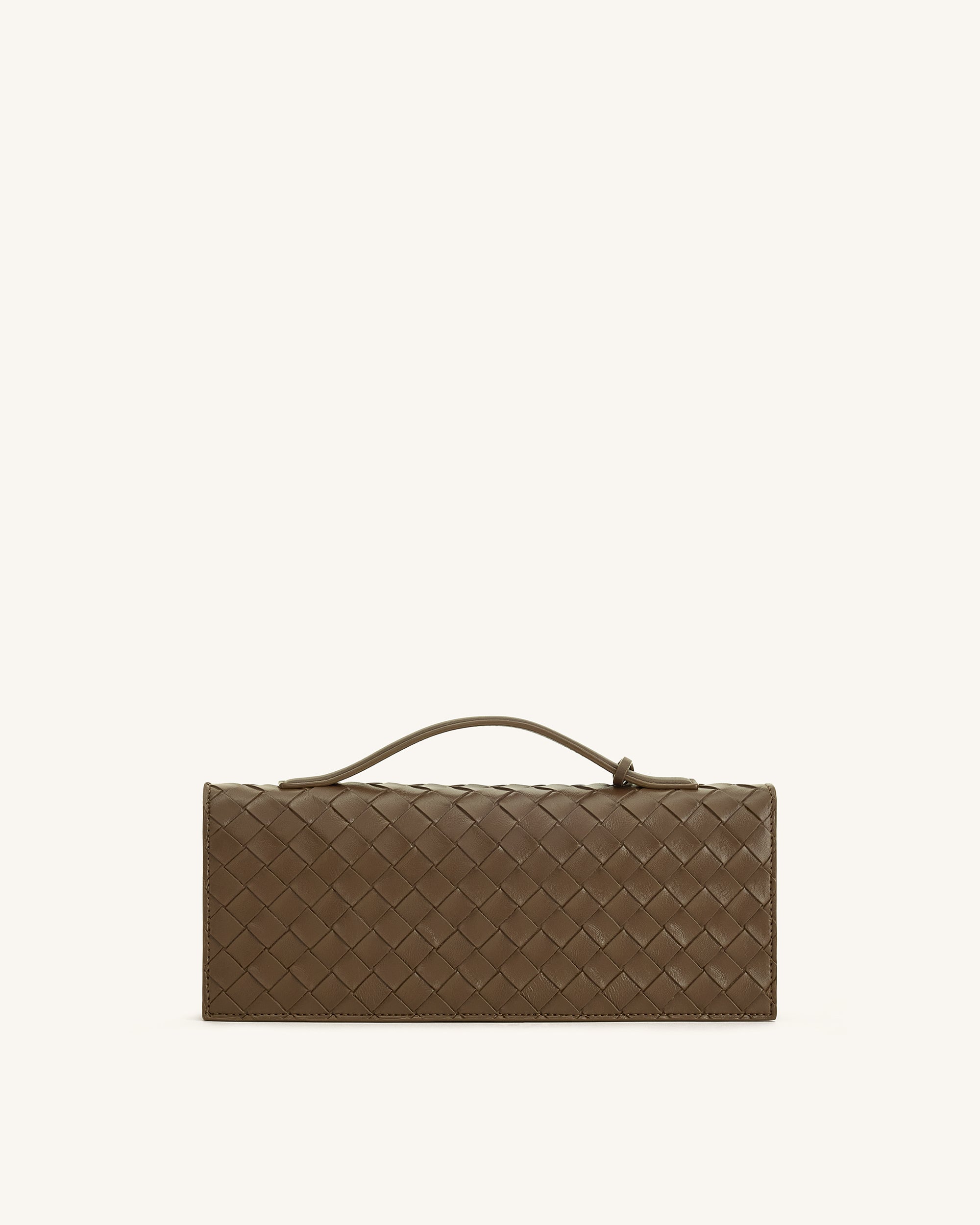 Celeste Woven Textured Envelope Top Handle Bag - Dark Brown