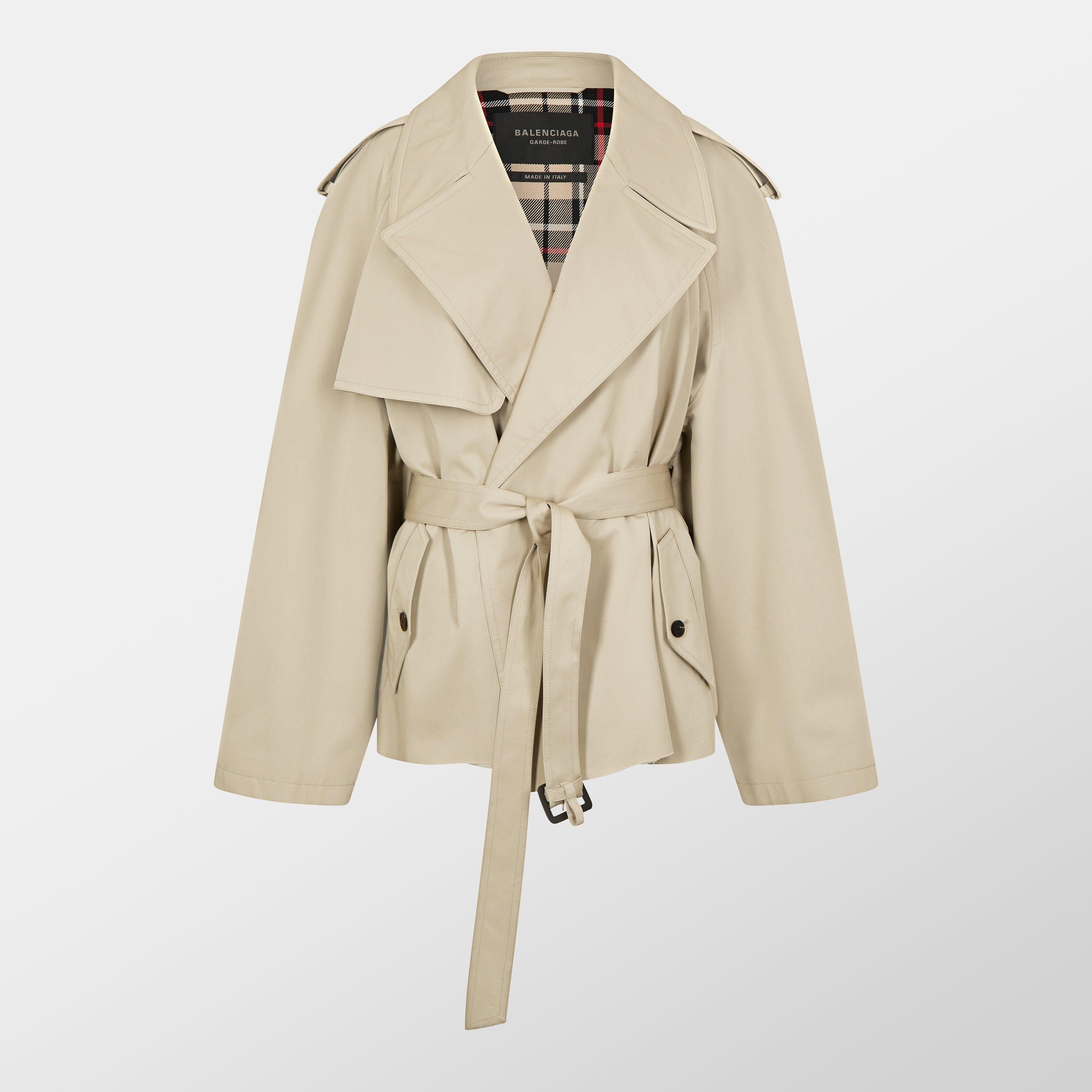 Short Cotton Long Sleeve Trench Coat