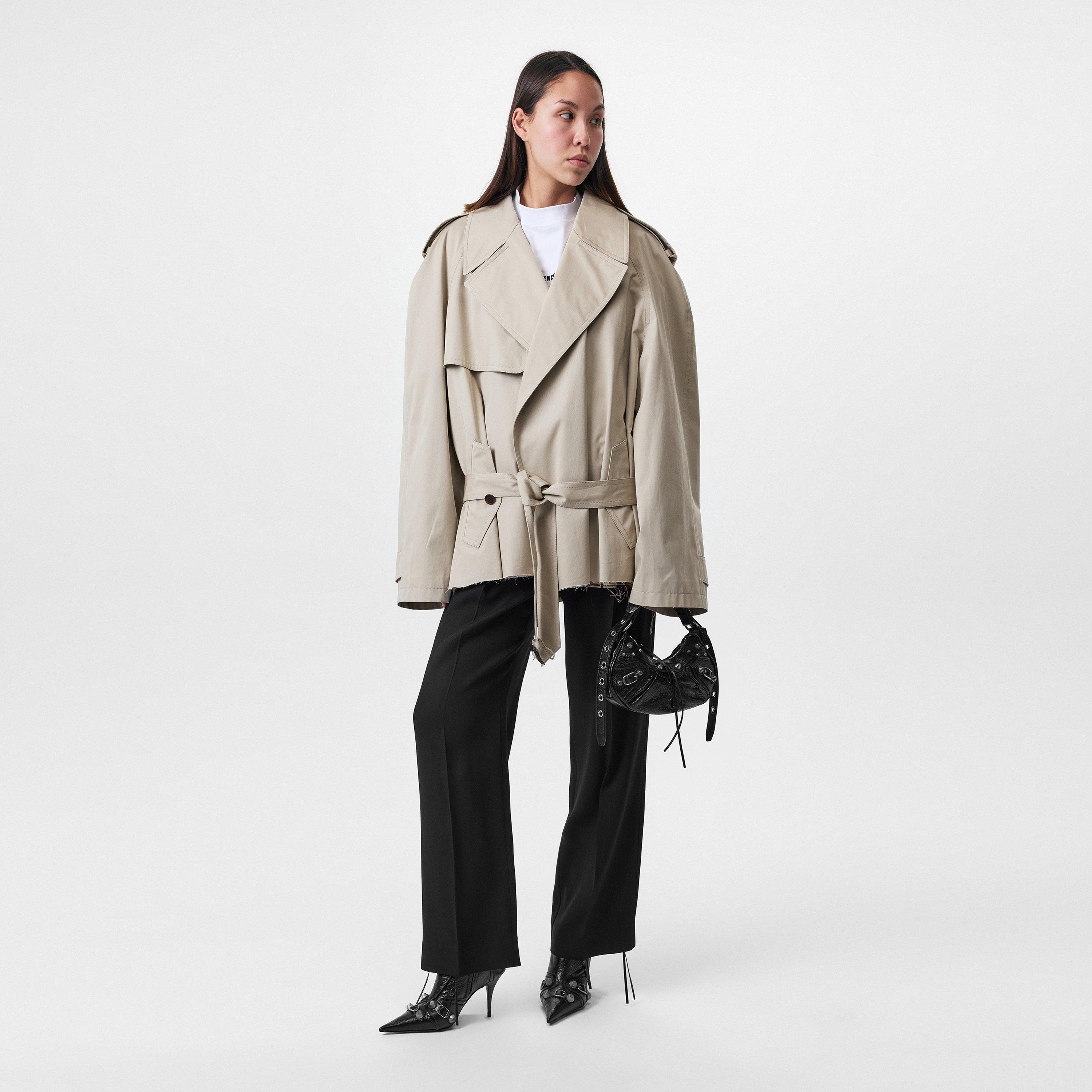 Short Cotton Long Sleeve Trench Coat