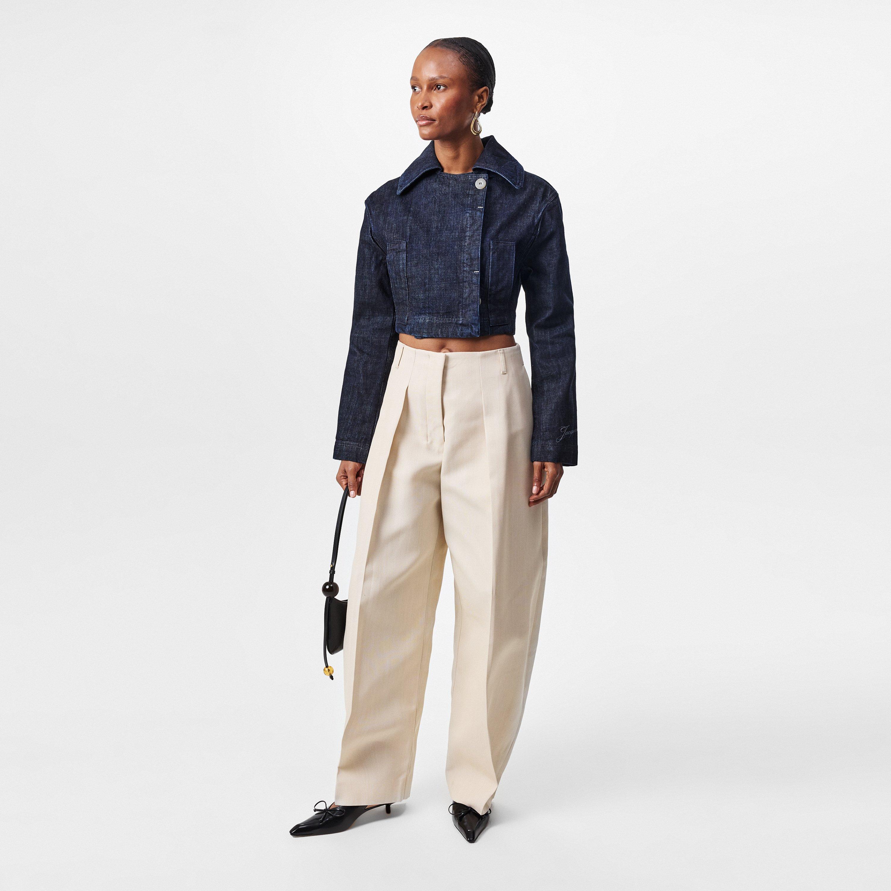 Marino Cotton Cropped Long Sleeve Denim Jacket