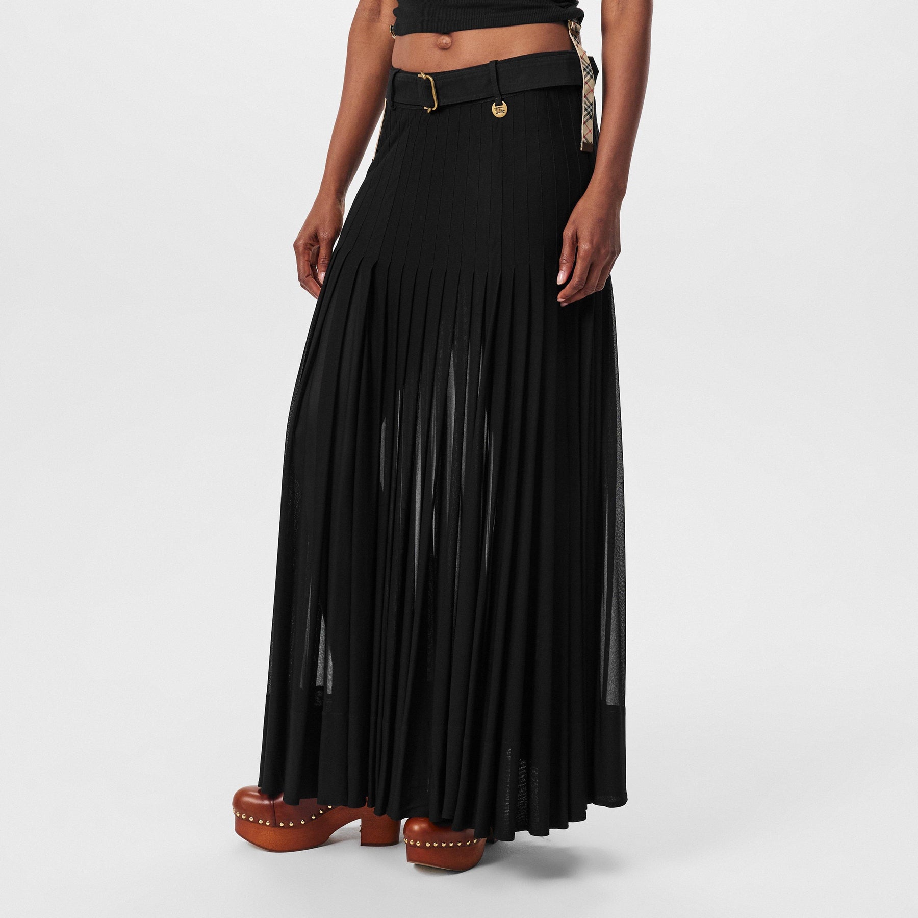 Burb Pleat Blk Skirt Ld62