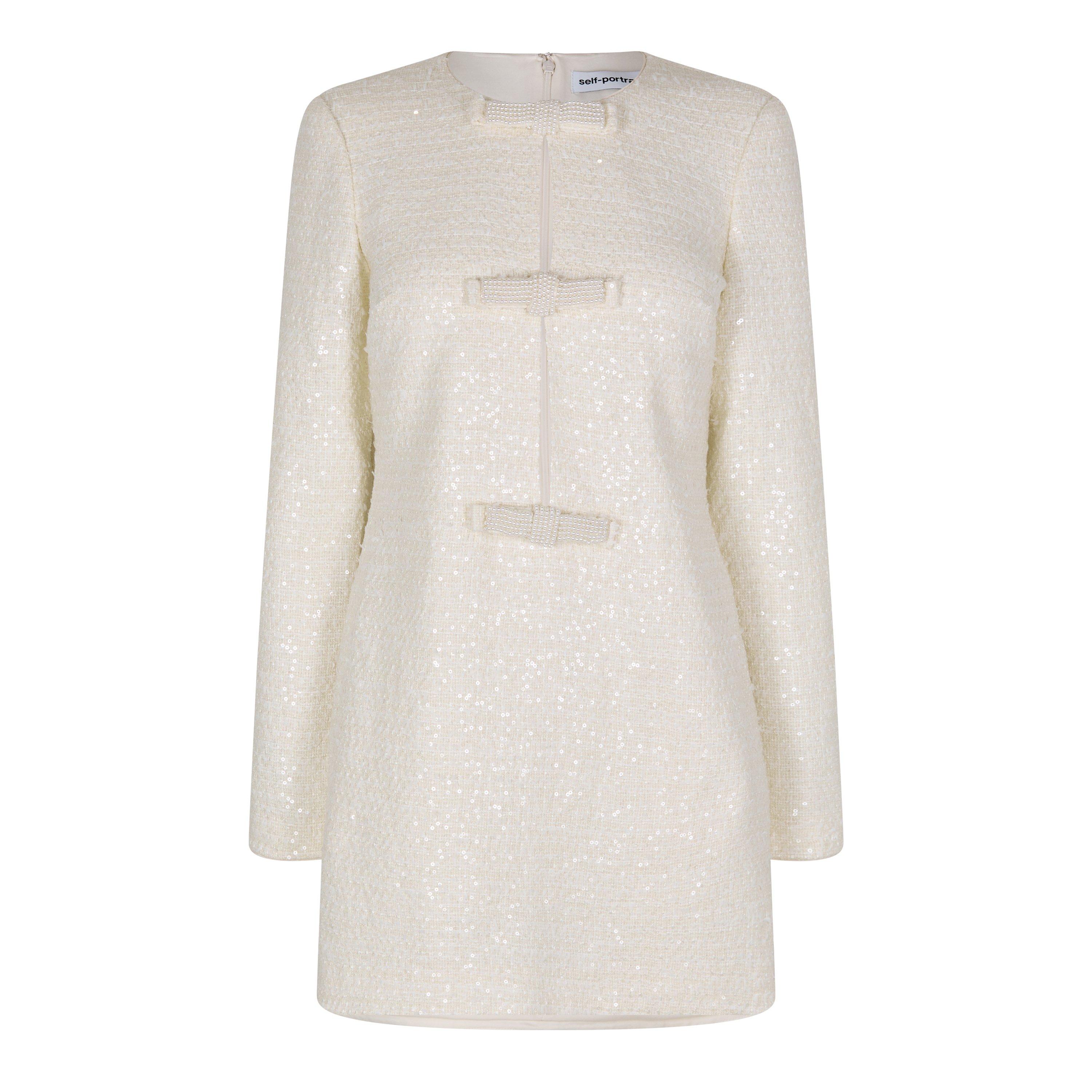 Boucle Diamante Bow Mini Dress