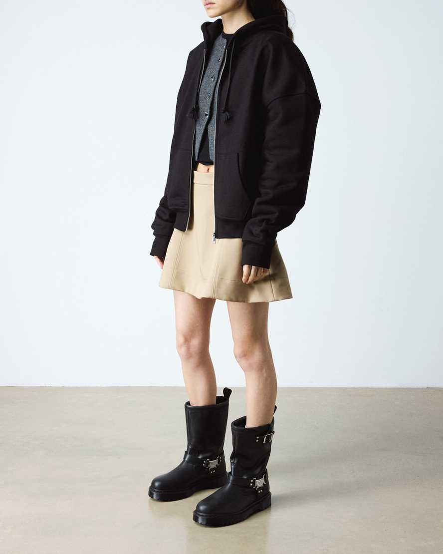 Anistone Hi Leather Biker Boots — Black
