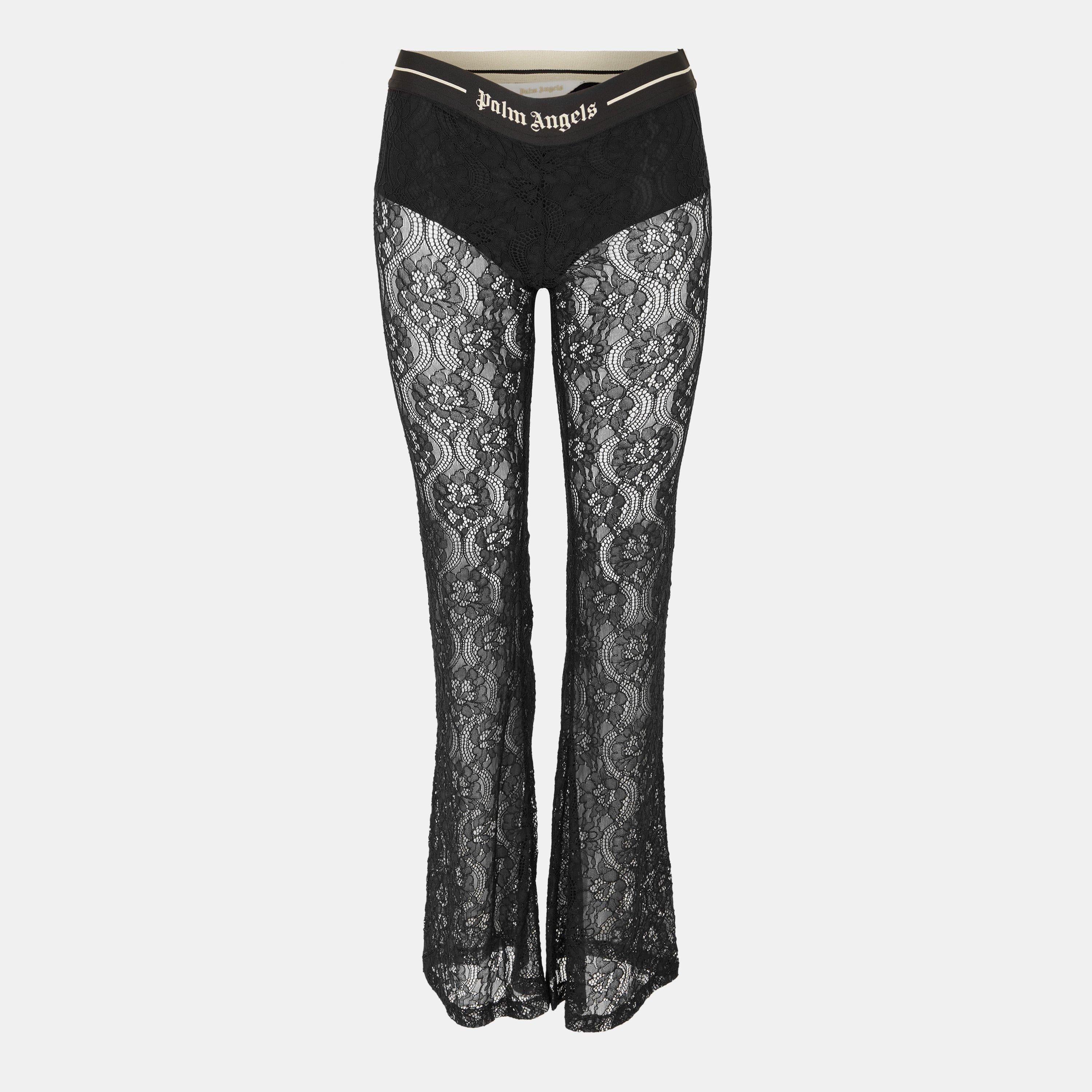 Lace Logo High-Rise Flared Trousers