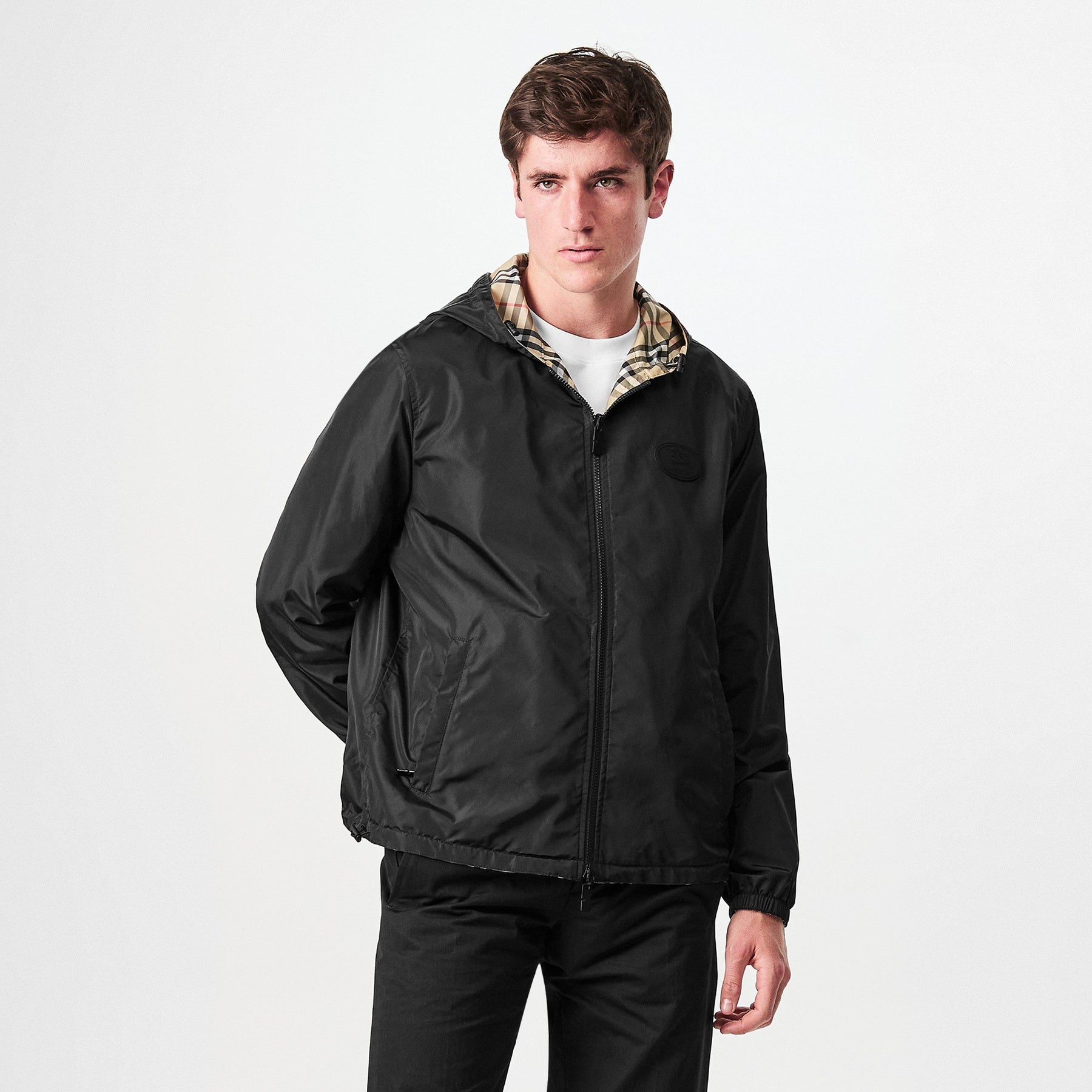 Reversible Check Hooded Jacket
