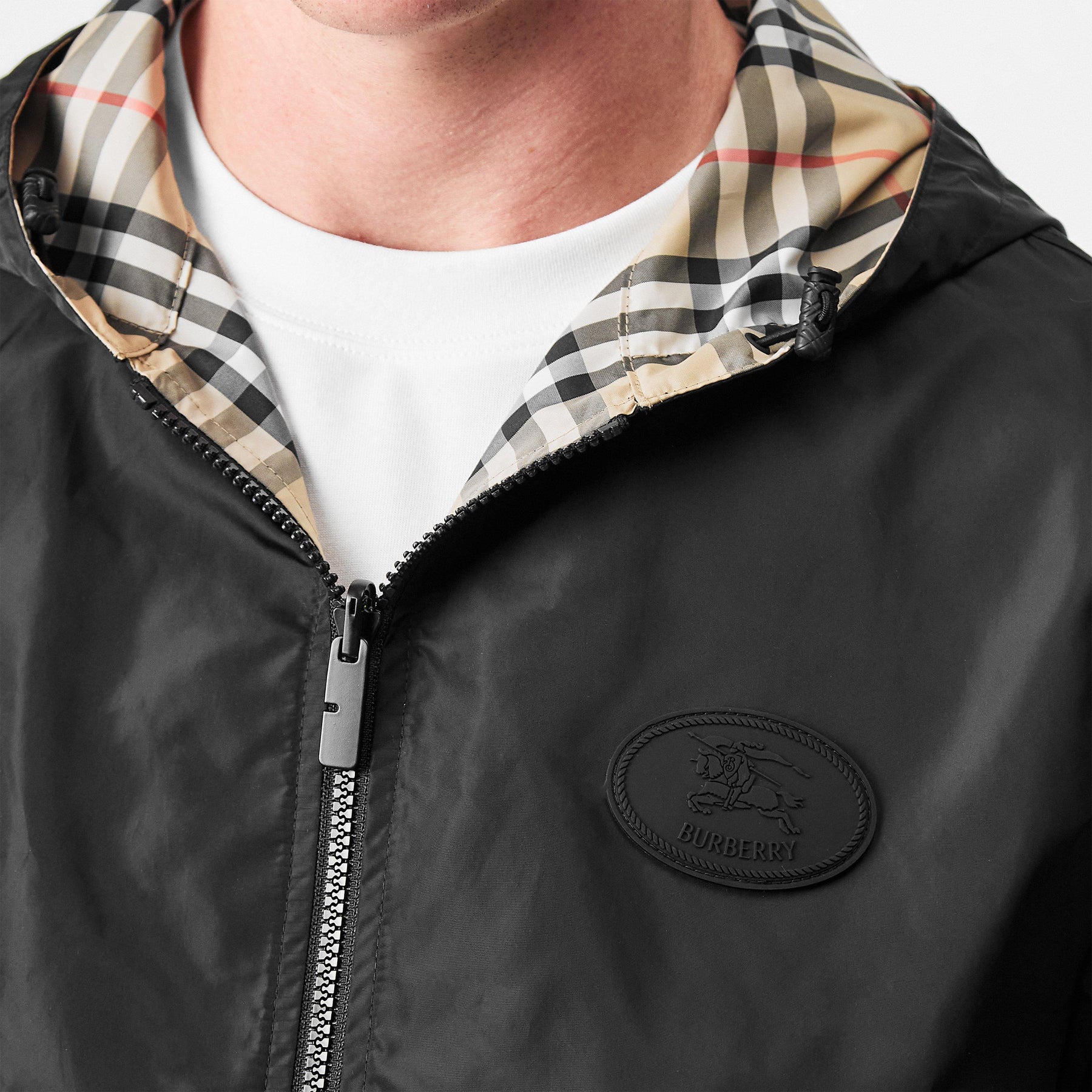 Reversible Check Hooded Jacket