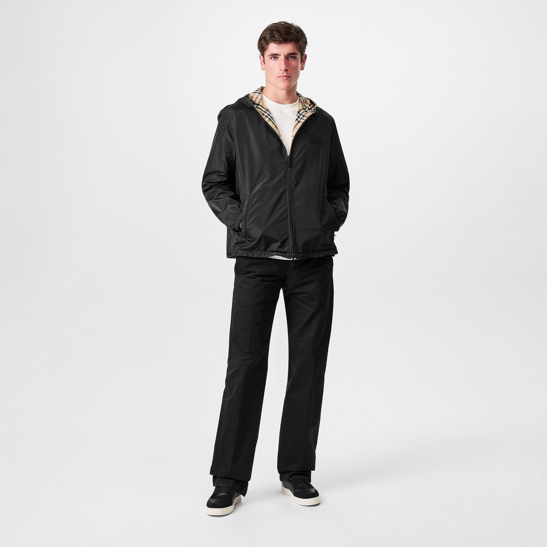 Reversible Check Hooded Jacket