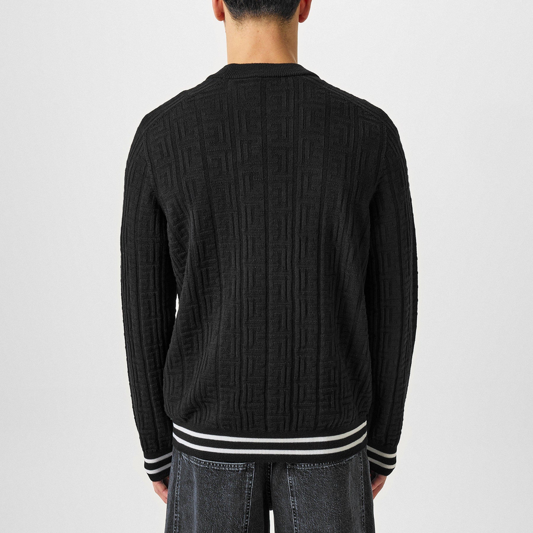 Striped Monogrammed Merino Wool Sweater