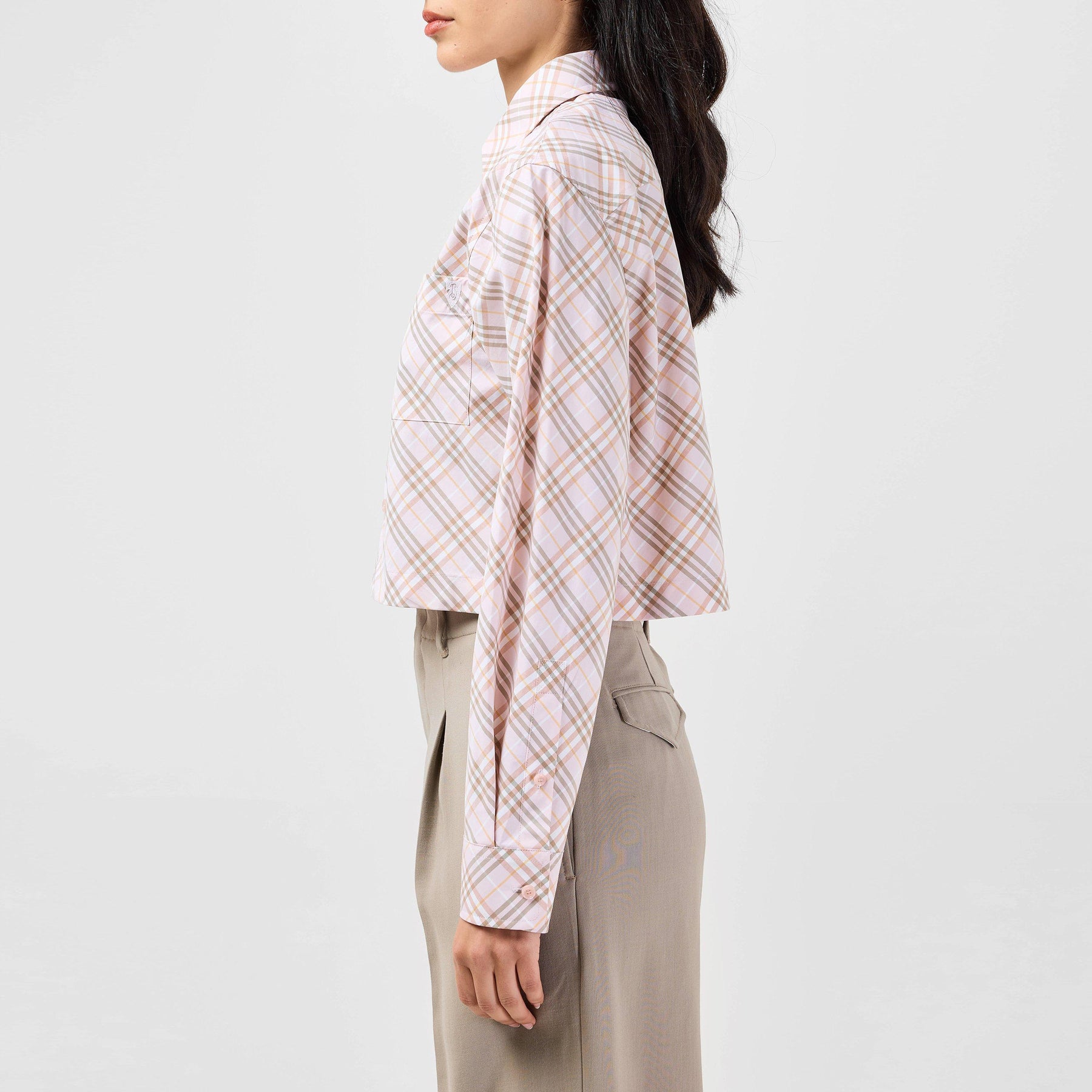 Cropped Check Cotton Shirt
