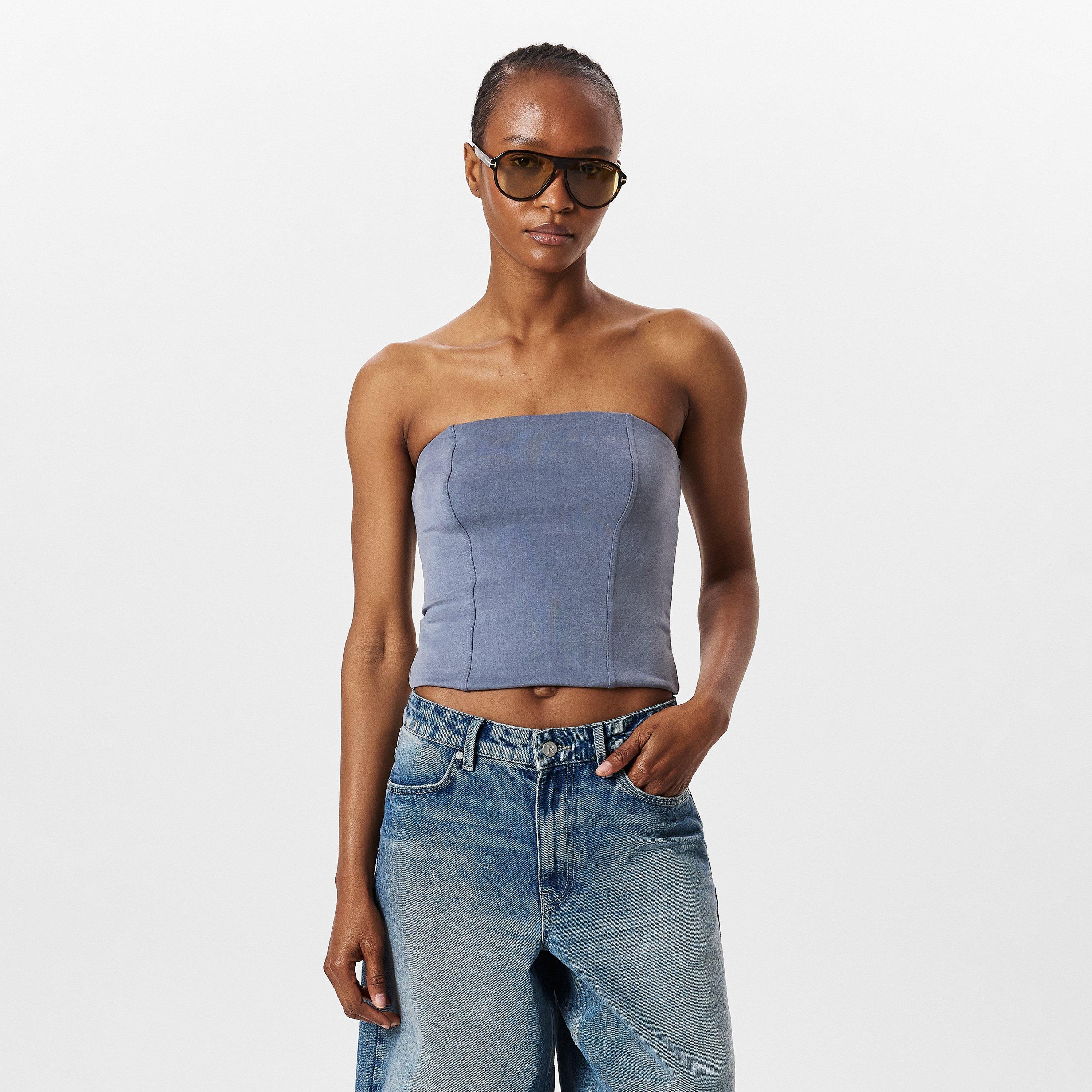 Swirl Jacquard Strapless Bandeau Top