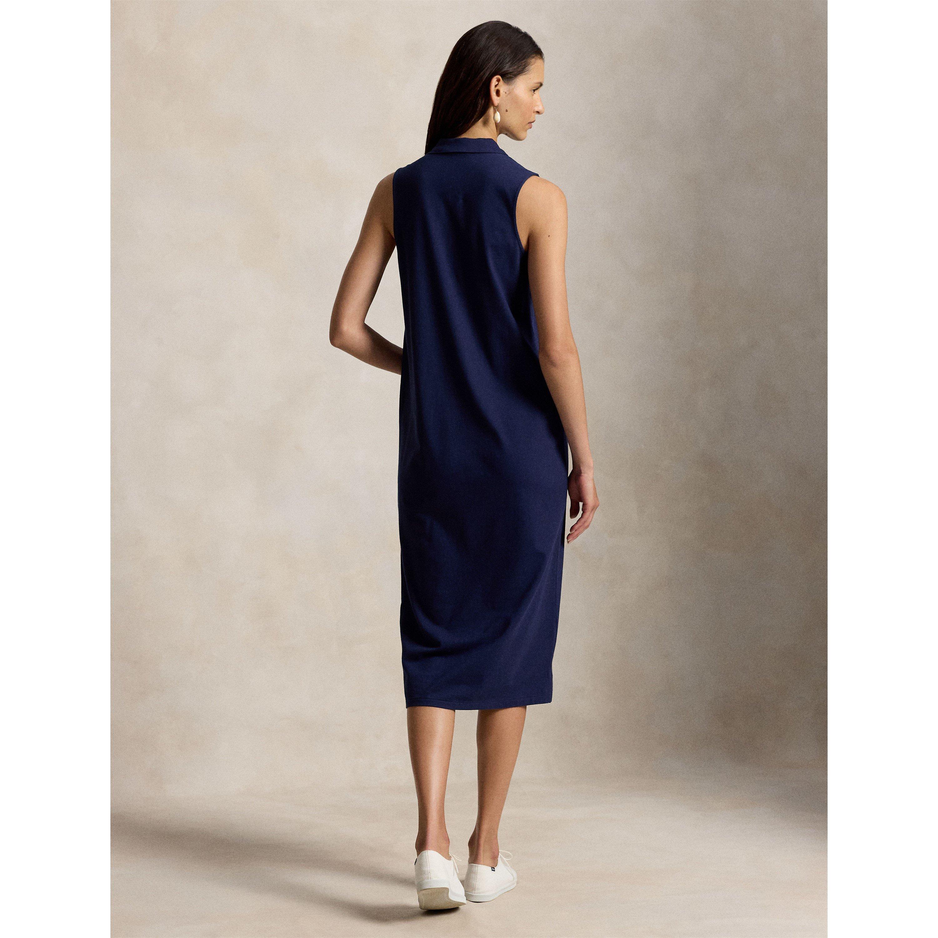 Stretch Cotton Sleeveless Polo Dress