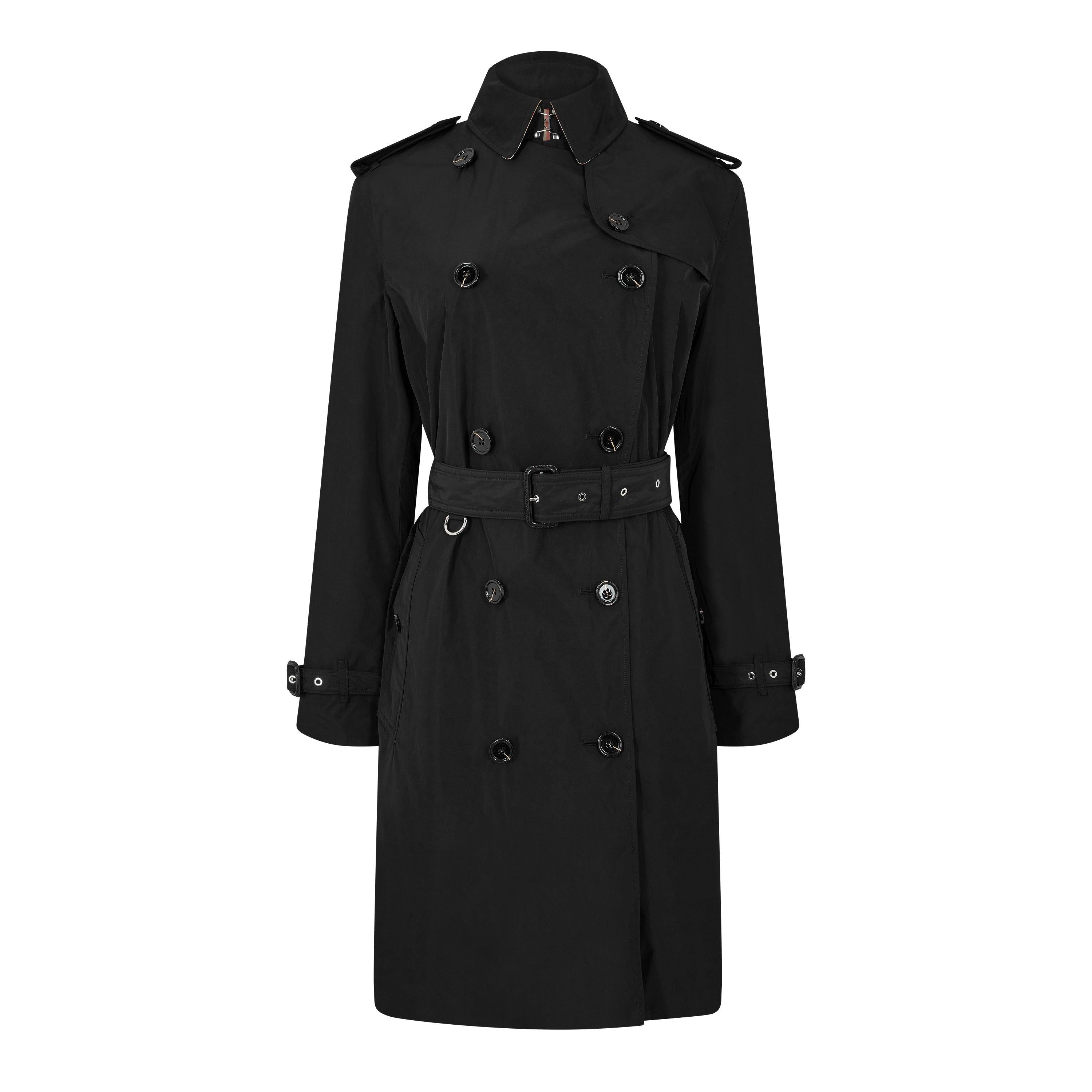 Kensington Check Mid-Length Hooded Long Sleeve Trench Coat
