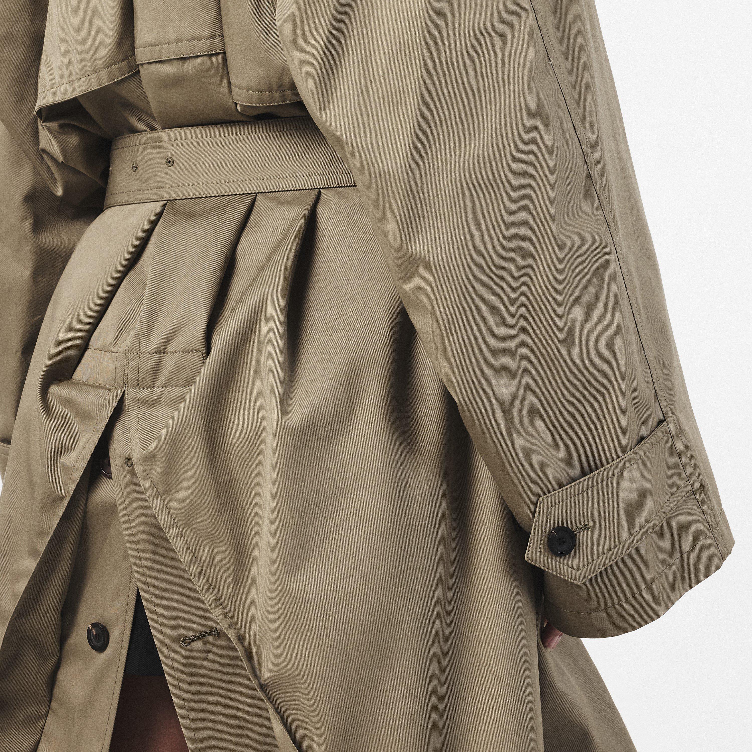 Draped Neck Tailored Fit Trench Coat