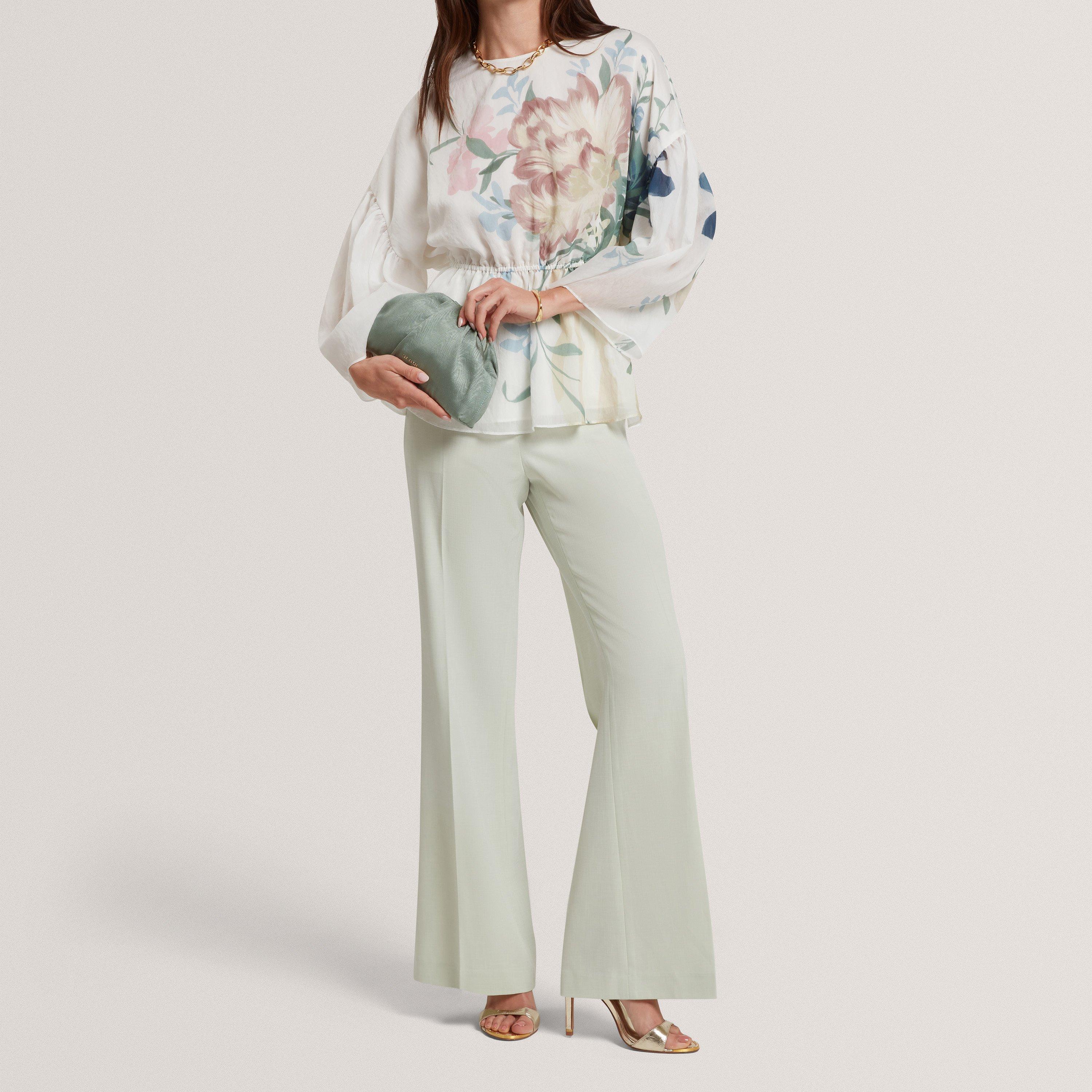Ted Baker Soft Blooms Puff Sleeve Peplum Top
