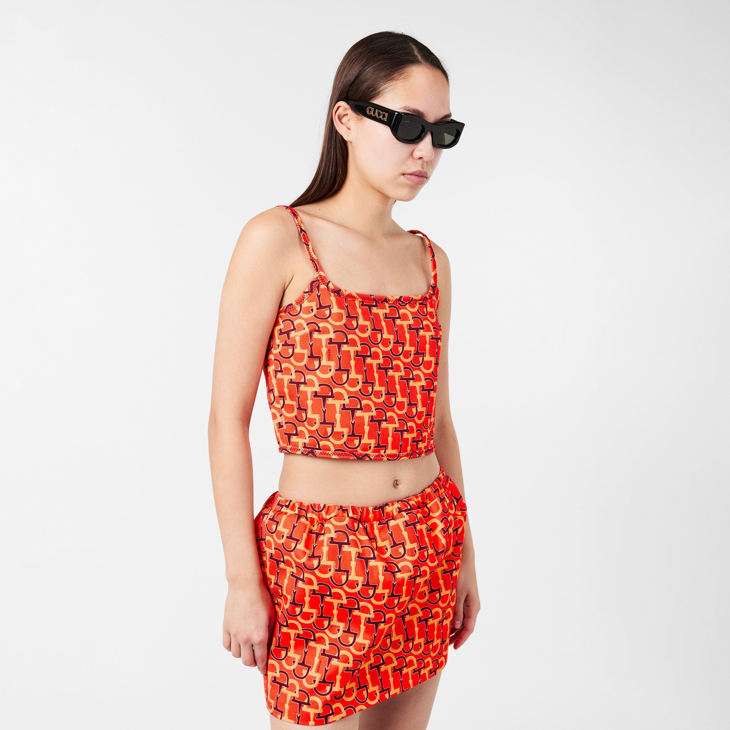 Cropped Printed Cotton-Twill Top