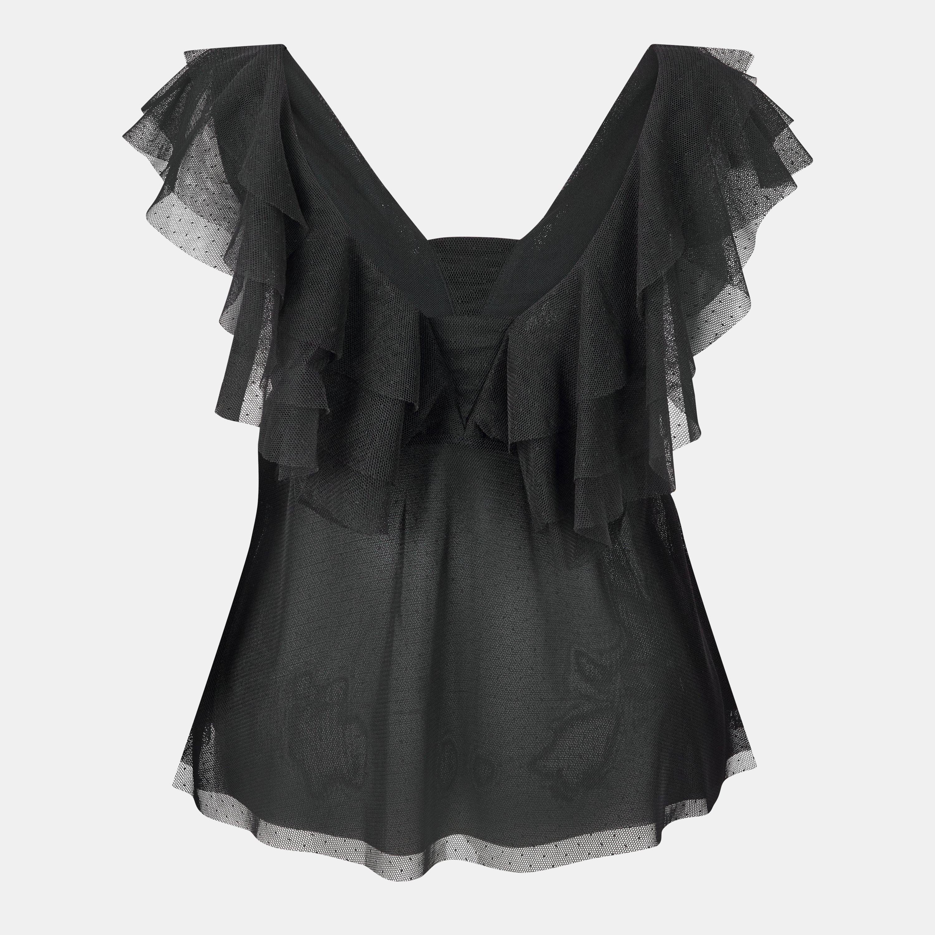 Waterfall Neck Puff Sleeve Top