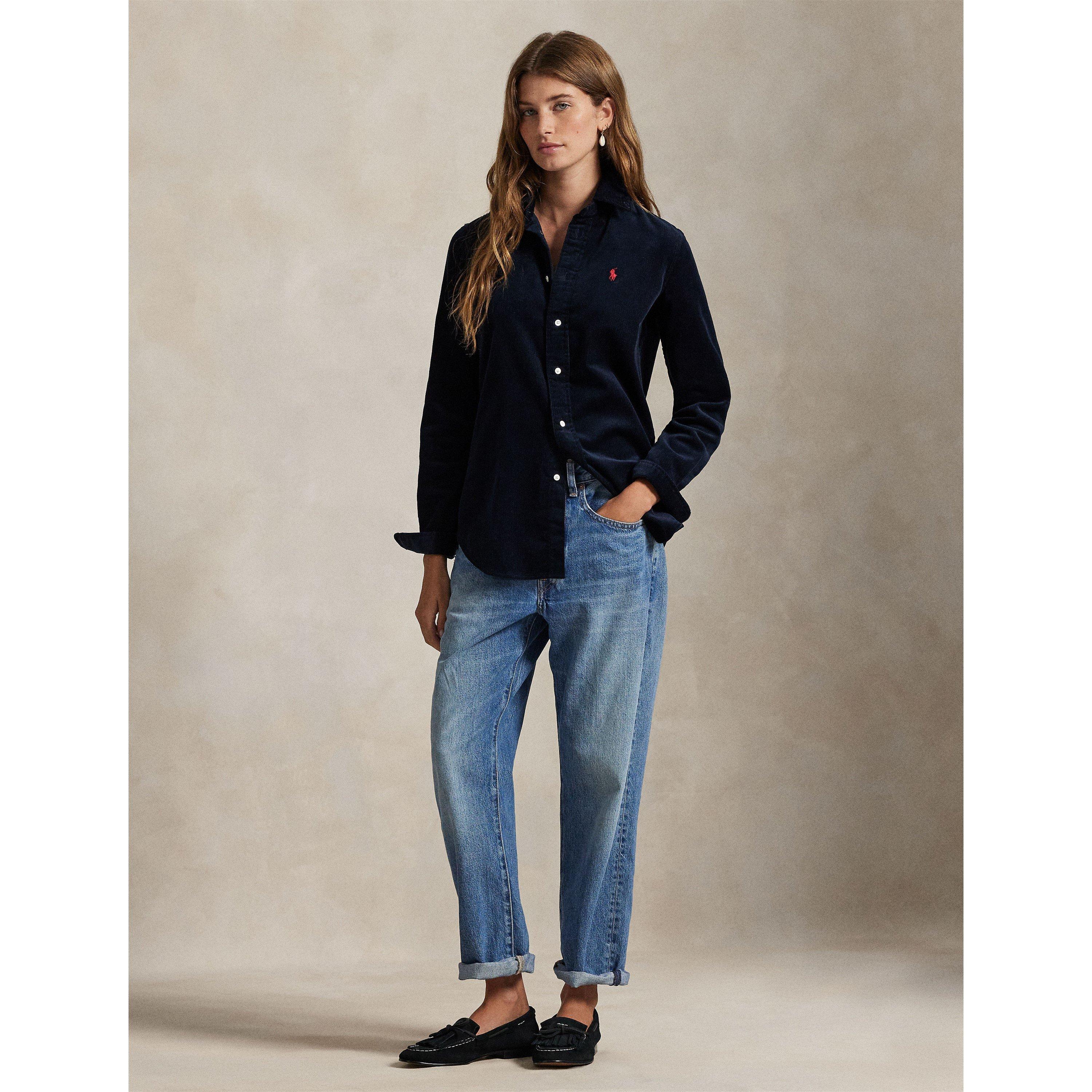 Cord Long-Sleeve Plain Shirt