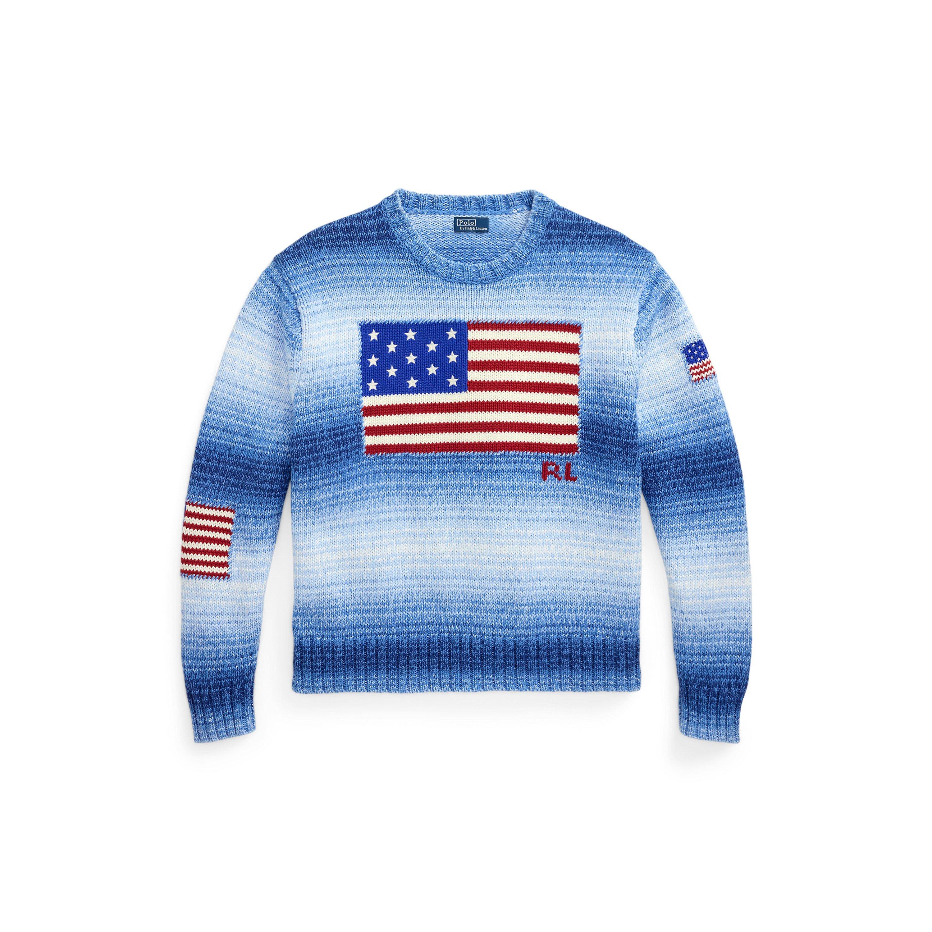 Flag Structured Knit Relaxed Fit Crew Neck Jumper