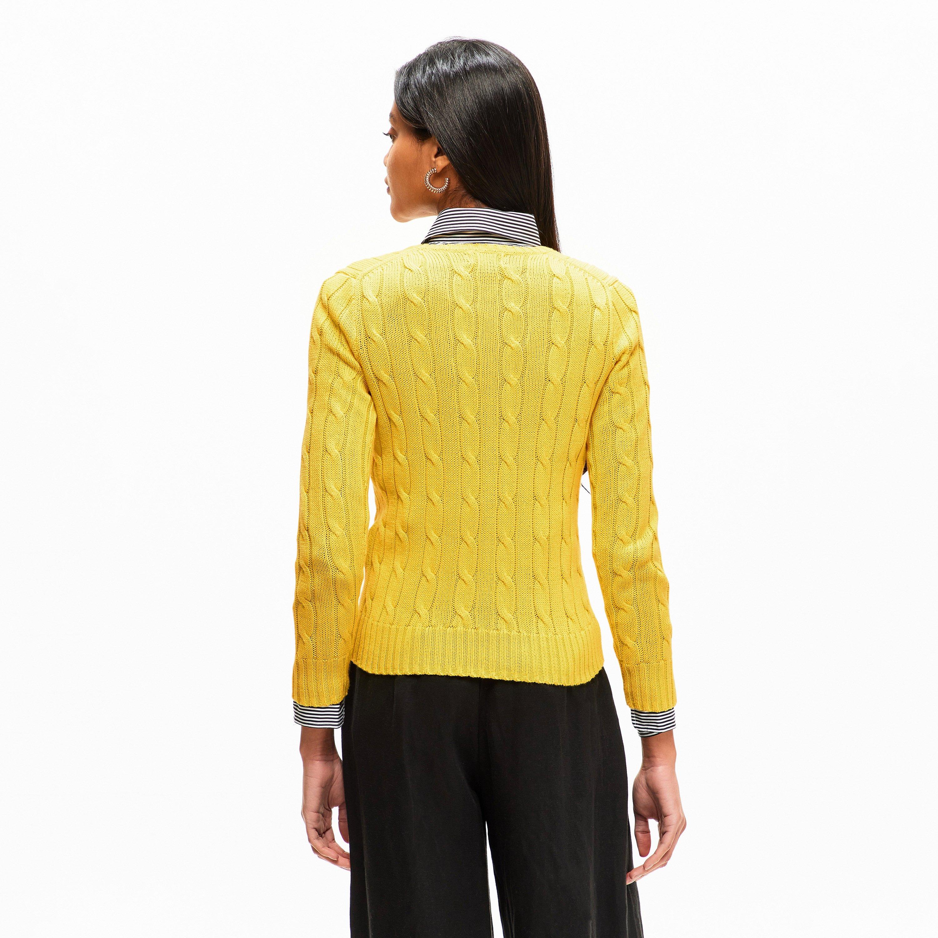 Cable-Knit V-neck Jumper
