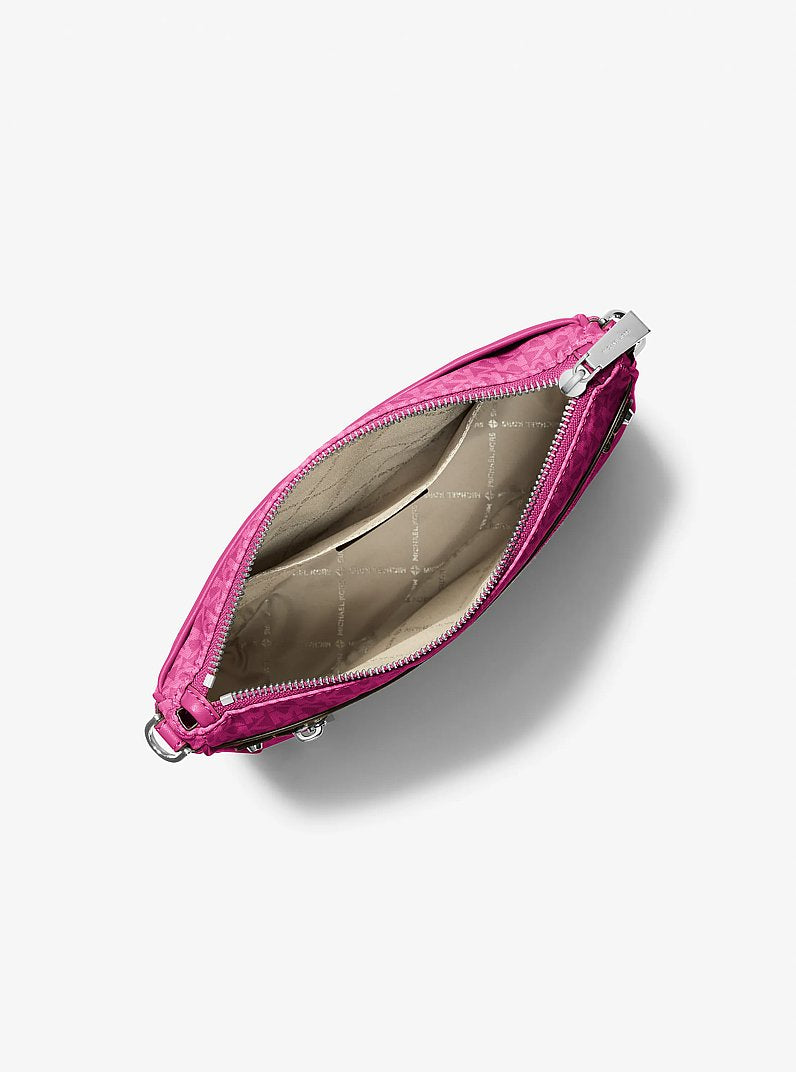Jet Set Large Logo Print Woven Crossbody Bag