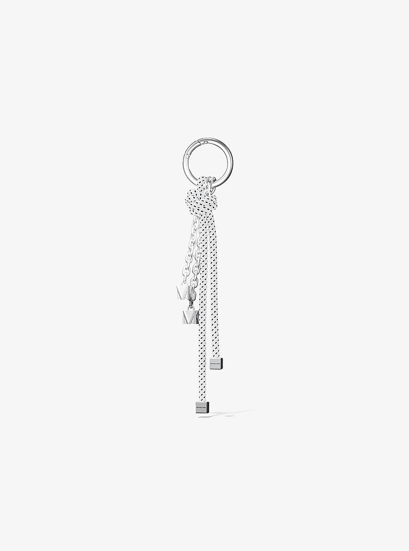 Silver-Tone and Speckled Cord Bag Charm