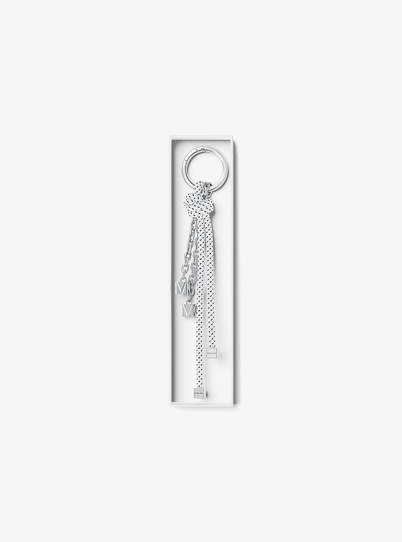 Silver-Tone and Speckled Cord Bag Charm