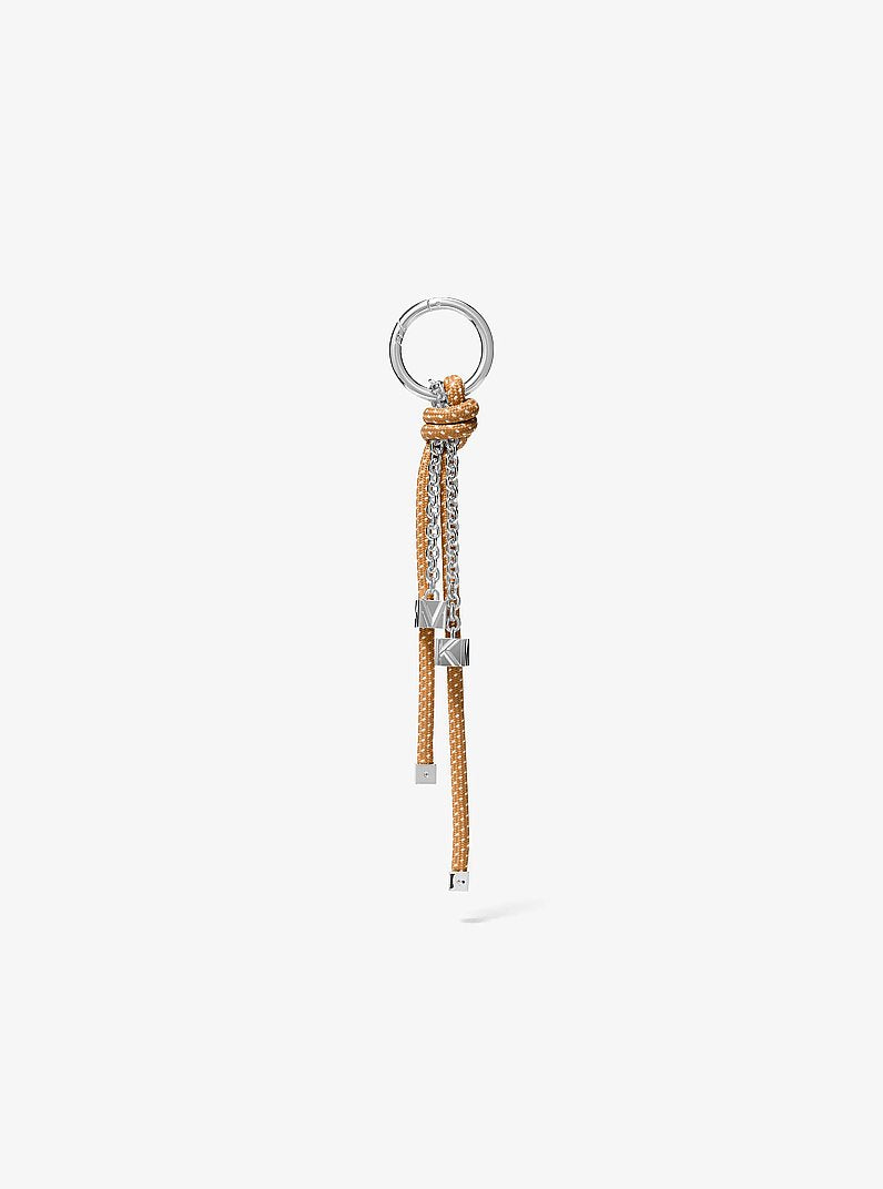 Silver-Tone and Speckled Cord Bag Charm