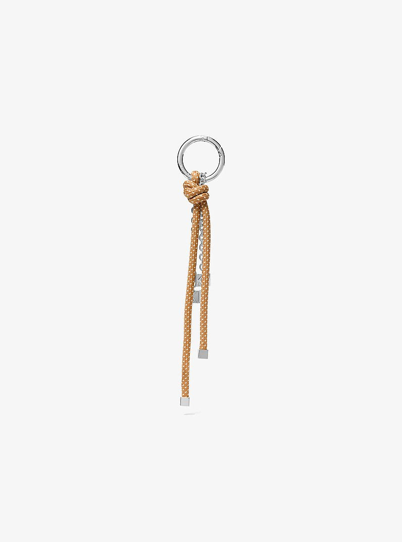 Silver-Tone and Speckled Cord Bag Charm