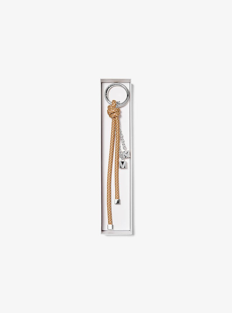 Silver-Tone and Speckled Cord Bag Charm