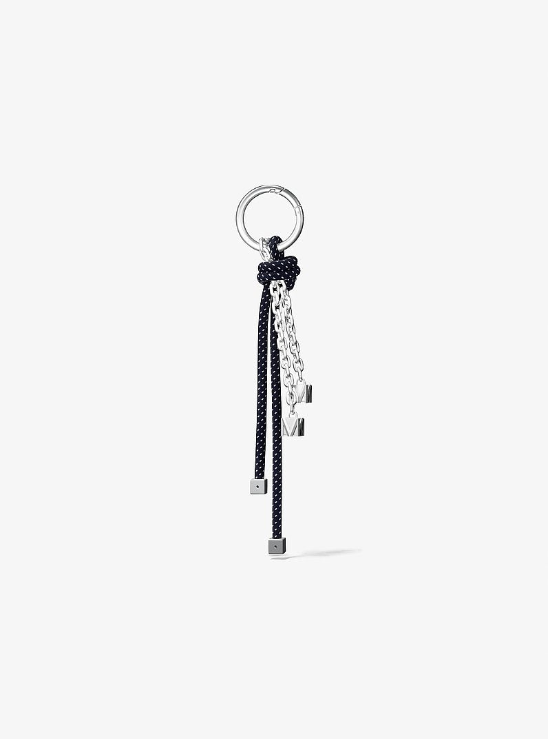 Silver-Tone and Speckled Cord Bag Charm
