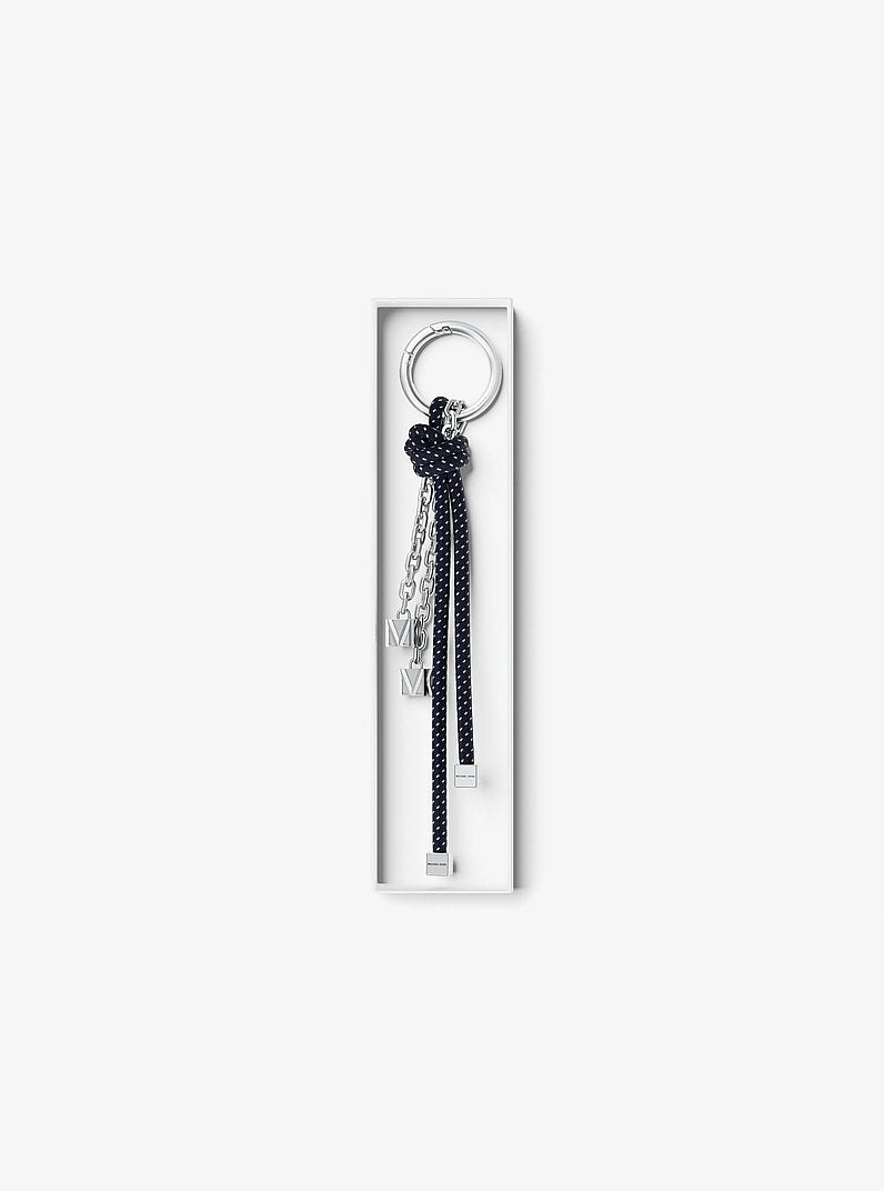 Silver-Tone and Speckled Cord Bag Charm