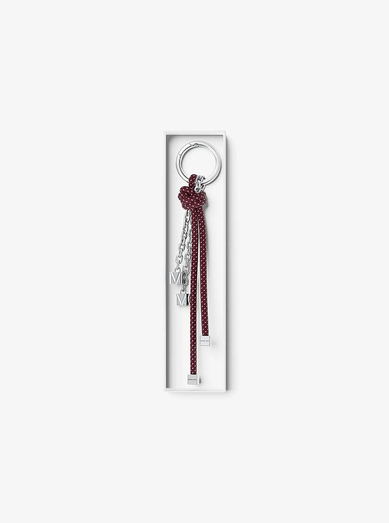 Silver-Tone and Speckled Cord Bag Charm