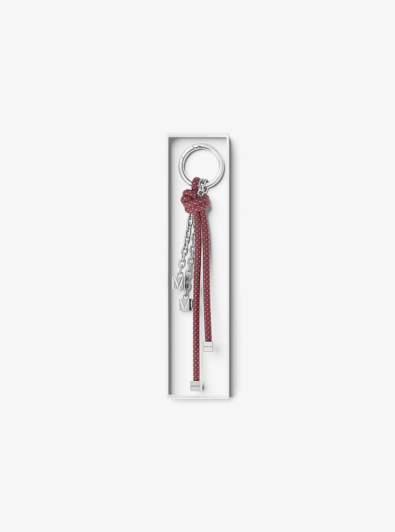 Silver-Tone and Speckled Cord Bag Charm