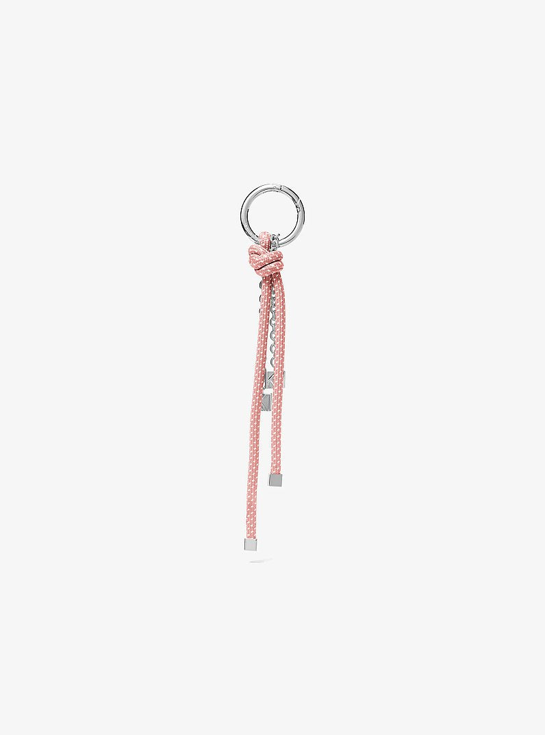 Silver-Tone and Speckled Cord Bag Charm