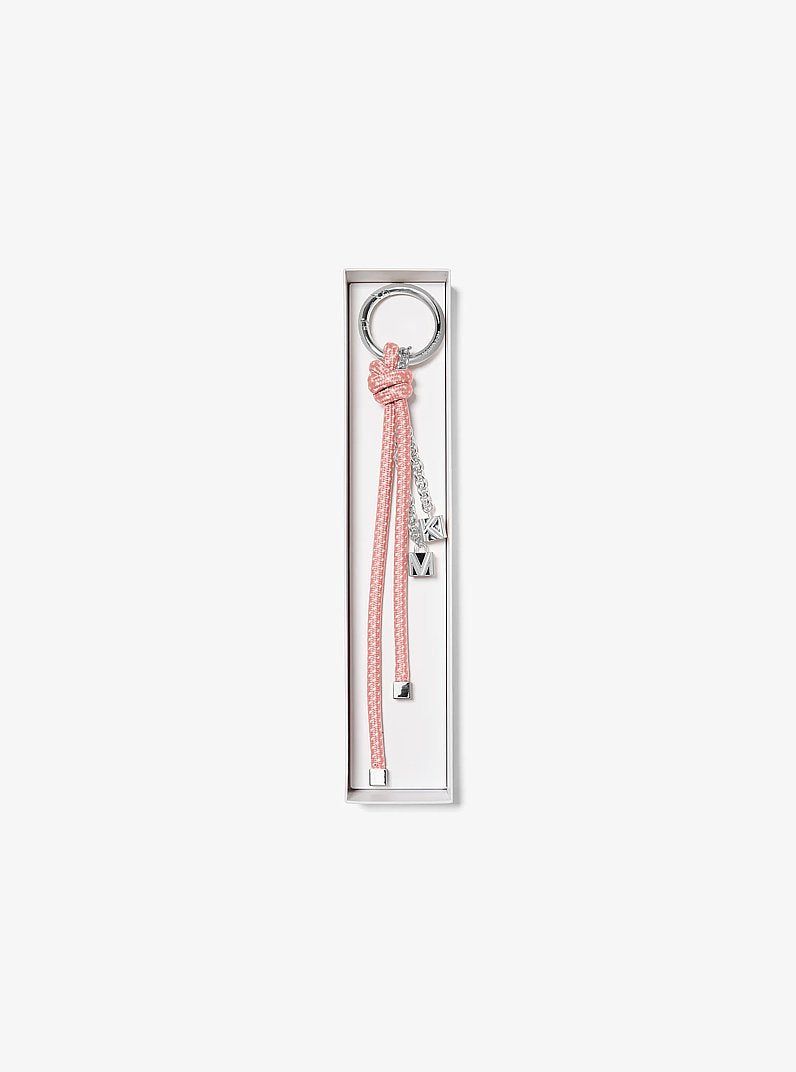 Silver-Tone and Speckled Cord Bag Charm