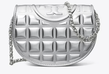 Tory Burch MINI FLEMING METALLIC SQUARE QUILT CHAIN WALLET - Wallets | Shop From The Mirage