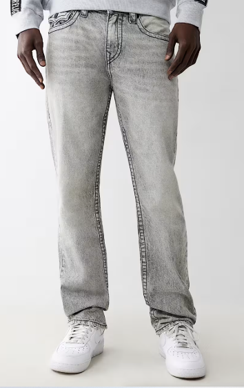 RICKY MESH EMBROIDERED HORSESHOE STRAIGHT JEAN