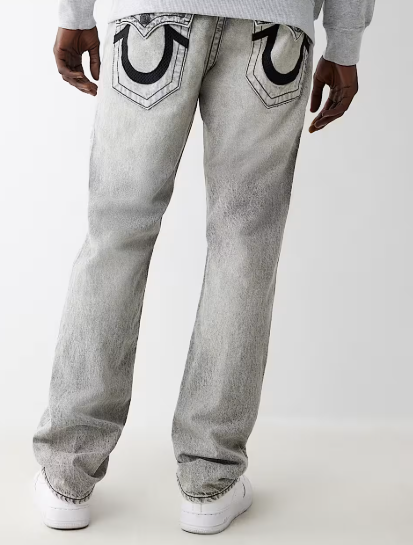 RICKY MESH EMBROIDERED HORSESHOE STRAIGHT JEAN