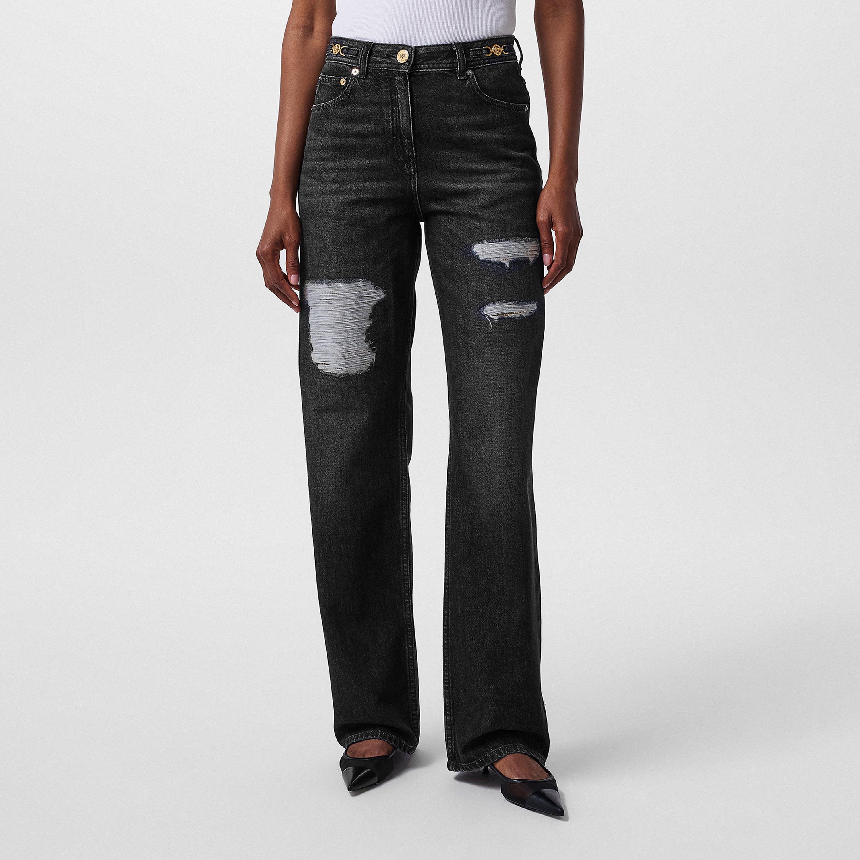 Structured Denim Wide Leg Jeans