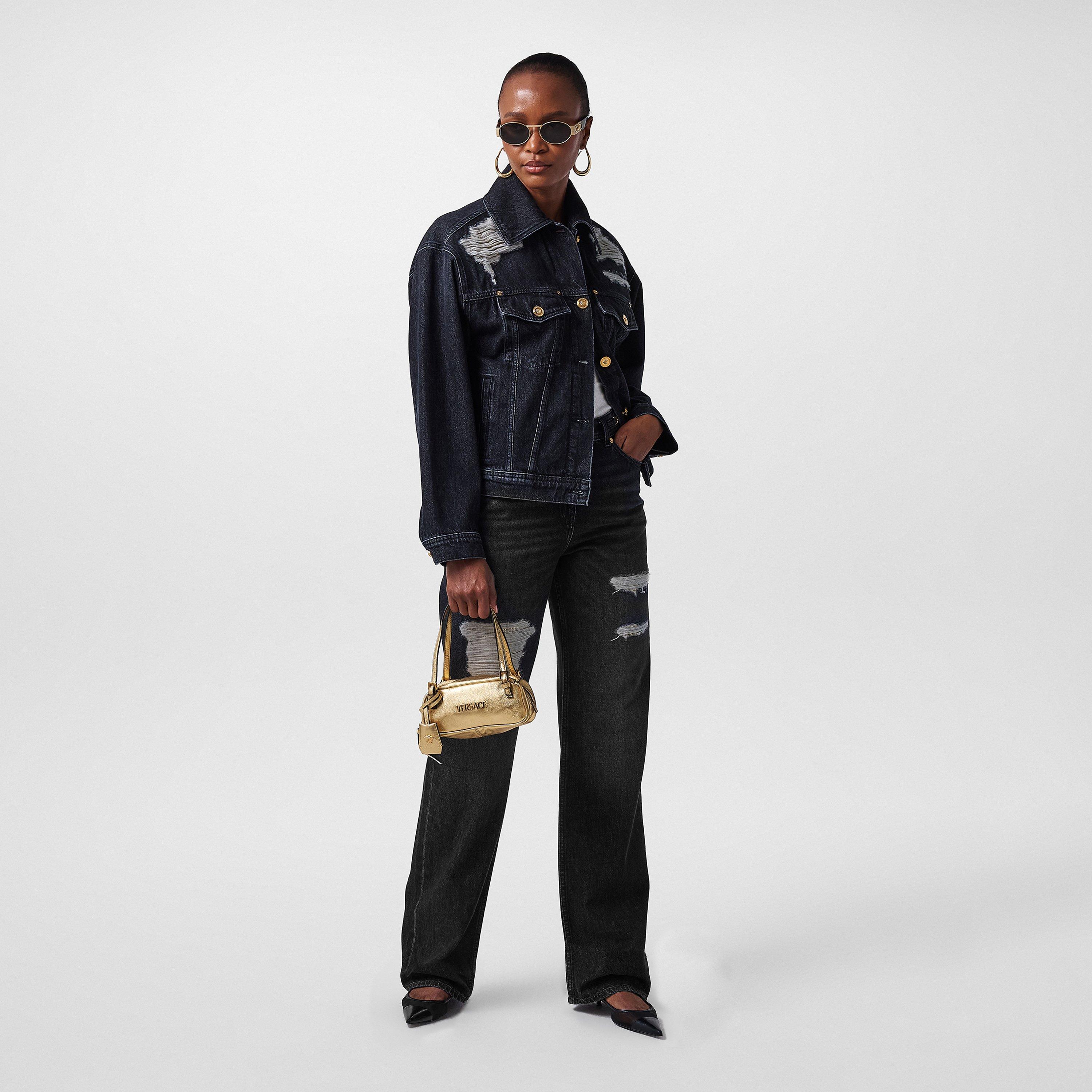Structured Denim Wide Leg Jeans