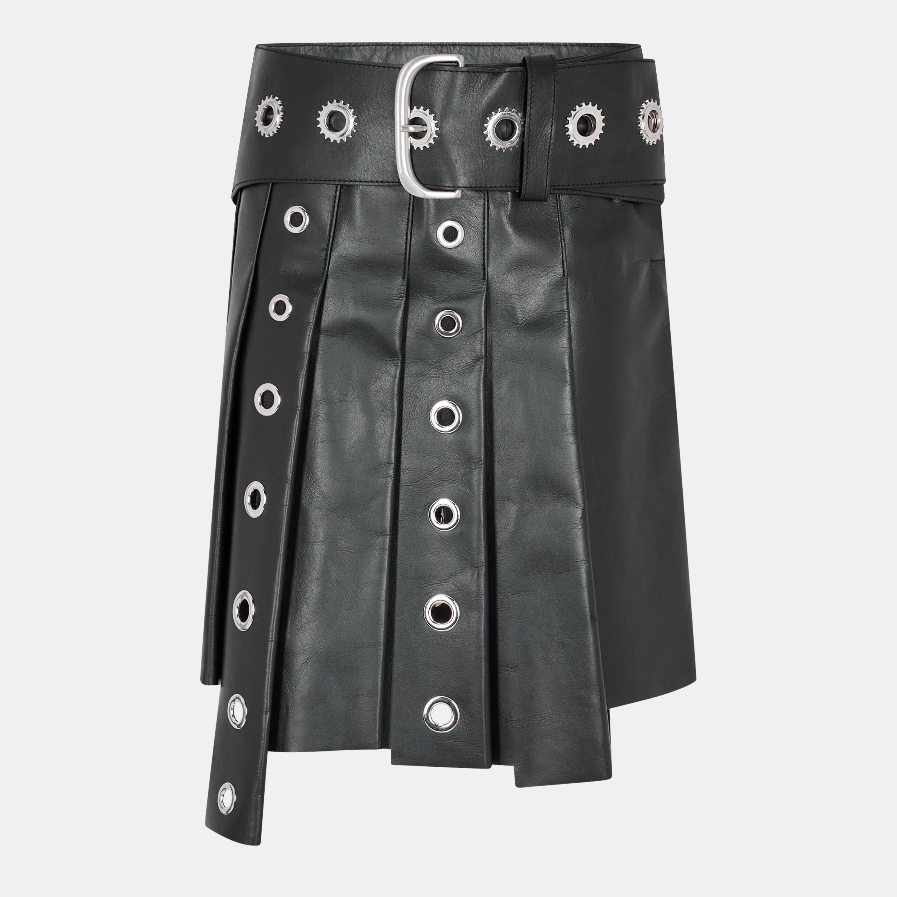 High-Rise Leather Shorts