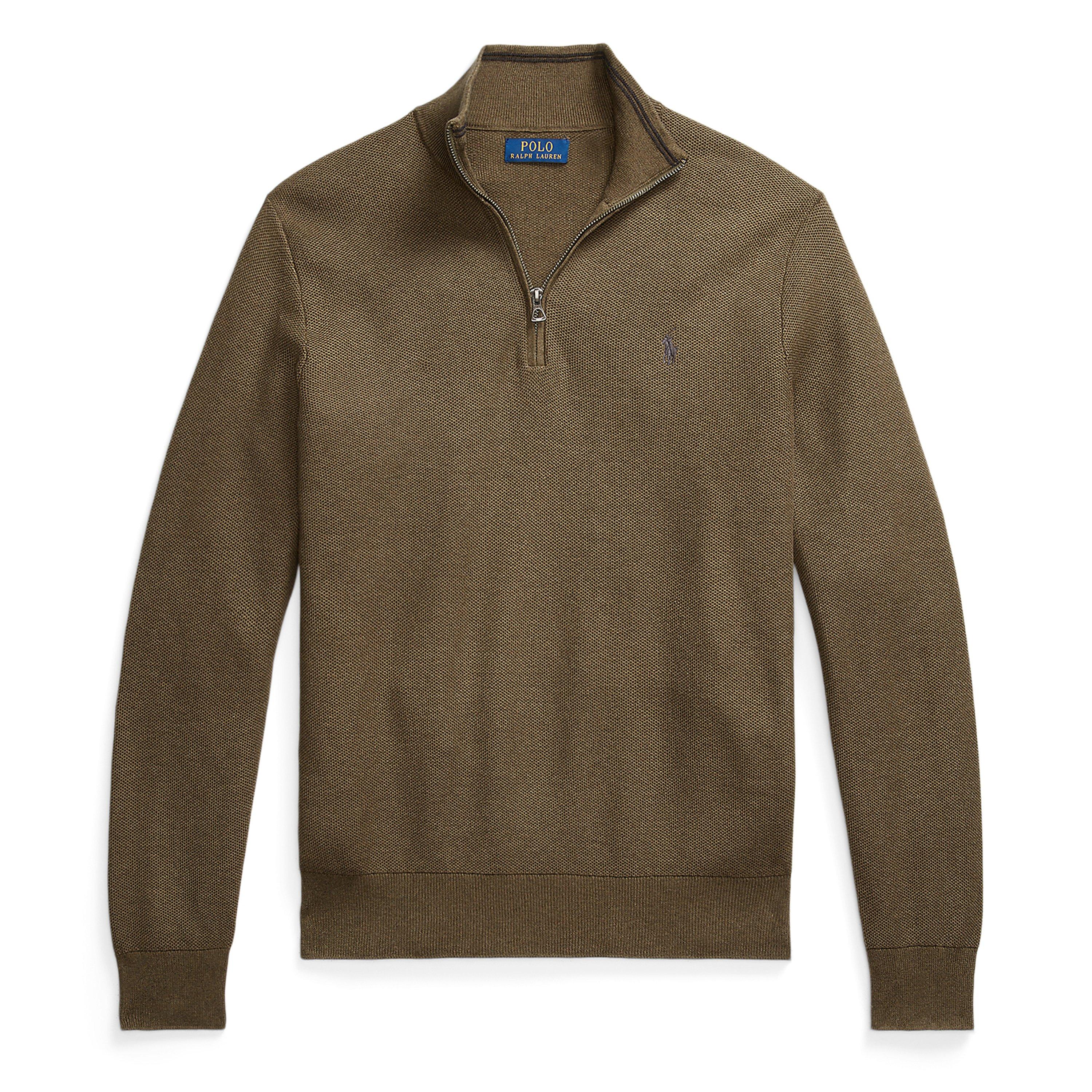 Mesh-Knit Cotton Quarter-Zip Jumper