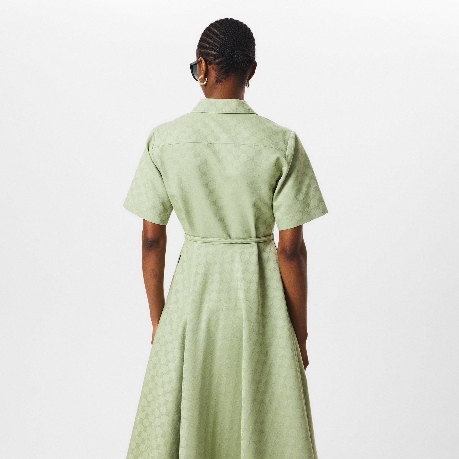 Monogram Print Gabardine Dress